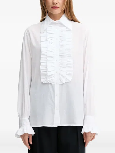 Barbour X Alexa Chung Ruffled Shirt In White