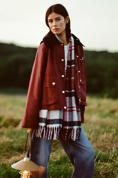 Barbour X Anthropologie Waxed Cotton Sullivan Jacket In Red