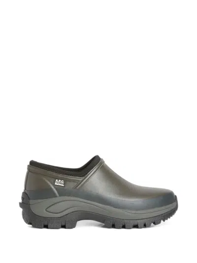 Barbour X A.p.c. Logo-patch Boots In Gray