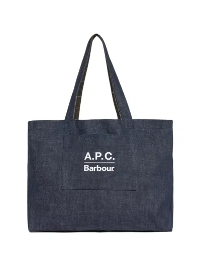 Barbour X A.p.c Logo-print Reversible Shoulder Bag In Orange