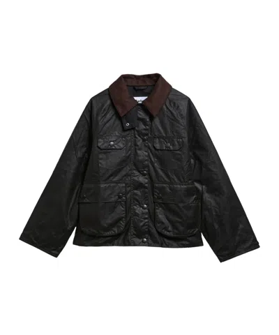 Barbour X A.p.c. Spey Waxed Jacket In Black