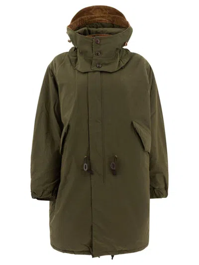 Barbour Padded Parka Jacket With Hood In Green