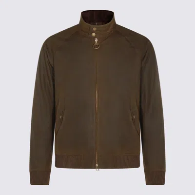 Barbour Modern High Collar Jacket With Ribbed Cuffs In Brown