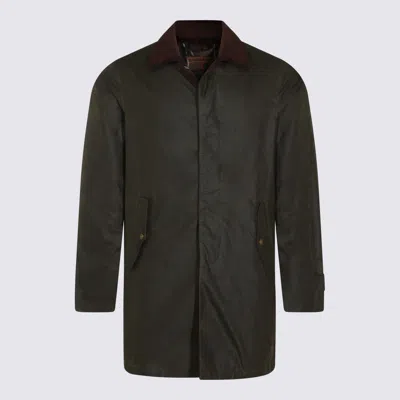 Barbour Stylish Coat With Corduroy Collar And Pockets In Green