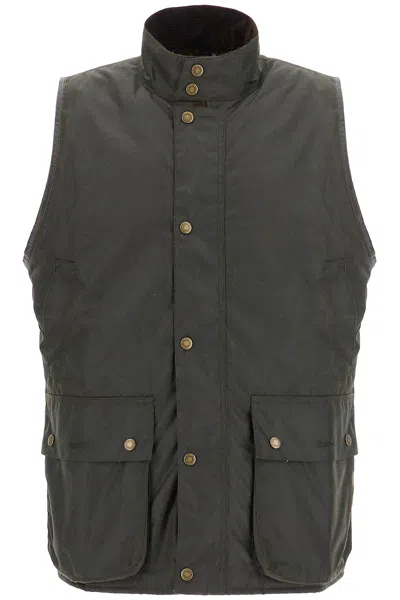 Barbour X Baracuta Waxed Cotton Vest For Men In Green