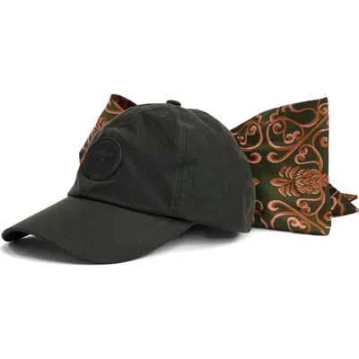 Barbour X Farm Rio Alice Baseball Cap In Fern/green Heart