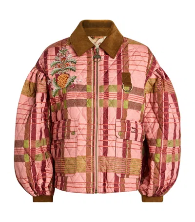 Barbour X Farm Rio Ana-clara Quilted Jacket In Brown