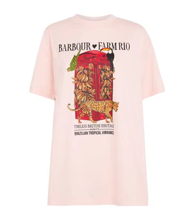 Barbour X Farm Rio Cotton Maria Clara T-shirt In Pink