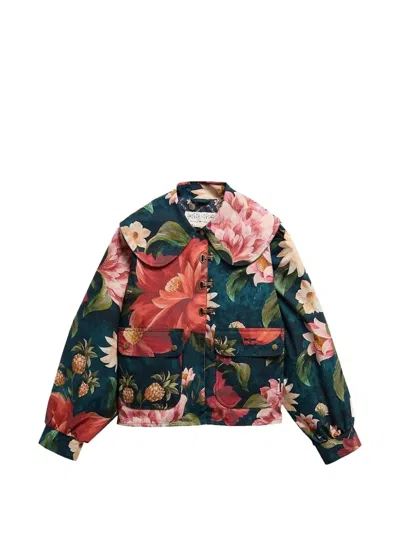 Barbour X Farm Rio Floral-print Collared Jacket In Multi