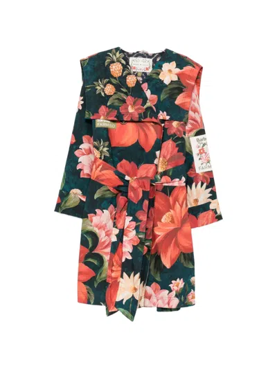Barbour X Farm Rio Gardenia Floral-print Belted Coat In Multi