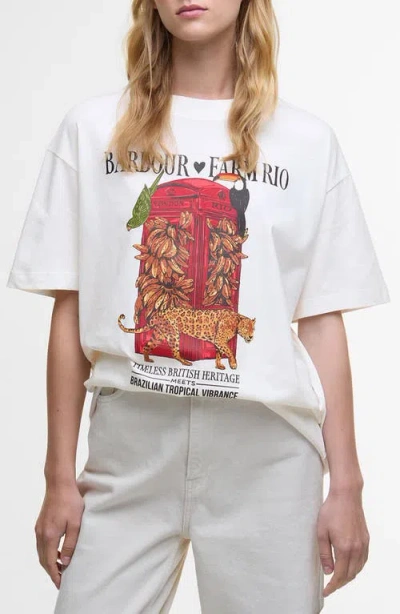 Barbour X Farm Rio Maria Clara Graphic T-shirt In White