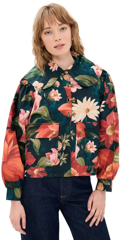 Barbour X Farm Rio Floral-print Collared Jacket In Multi