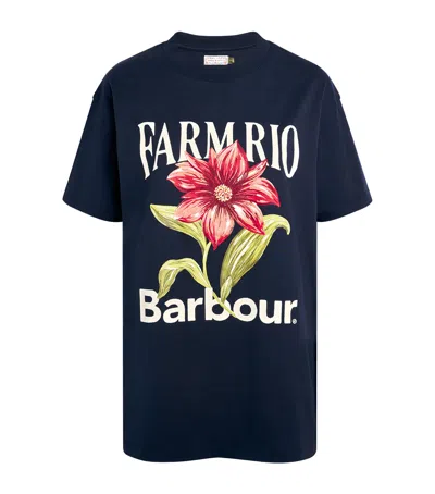 Barbour X Farm Rio Wild Flower T-shirt In Blue