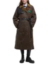 Barbour Waxed Cotton Trench Coat In Green