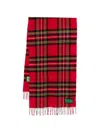 Barbour Red Check Pattern Wool Scarf In Red