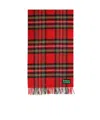 Barbour Red Check Pattern Wool Scarf In Red