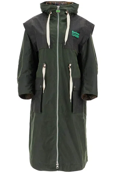Barbour Waxed Cotton Parka Jacket In Green