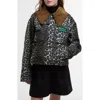 Barbour X Ganni Leopard Print Waxed Cotton Jacket In Black