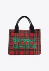 Barbour X Ganni Tartan Check Wax Tote Bag In Red