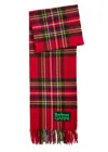 Barbour Red Check Pattern Wool Scarf In Red