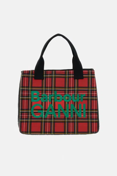 Barbour X Ganni Tote Bax In Red