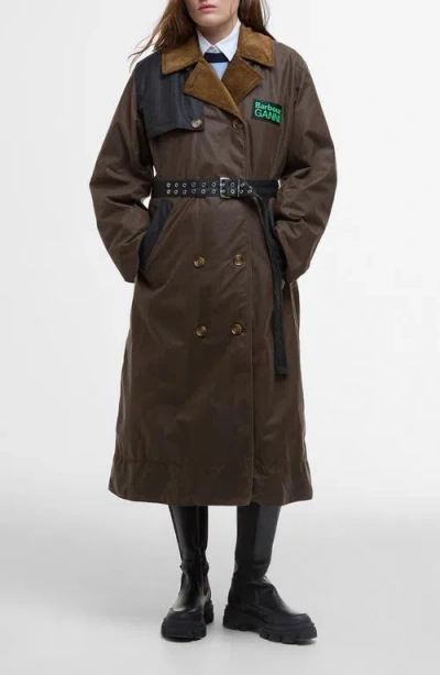BARBOUR BARBOUR X GANNI WAXED COLORBLOCK TRENCH COAT
