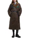 Barbour X Ganni Waxed Colorblock Trench Coat In Green