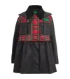 Barbour X Ganni Waxed Tartan Peplum Coat In Black