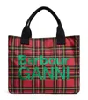 Barbour X Ganni Waxed Tartan Tote Bag In Multi