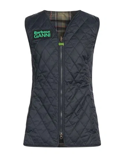 Barbour X Ganni Woman Vest Navy Size 2 Recycled Polyester