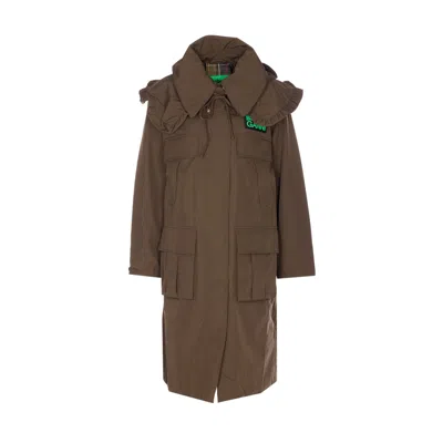 Barbour X Ganni Women Waterproof Parka Jacket In Brown