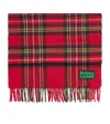 Barbour Red Check Pattern Wool Scarf In Red