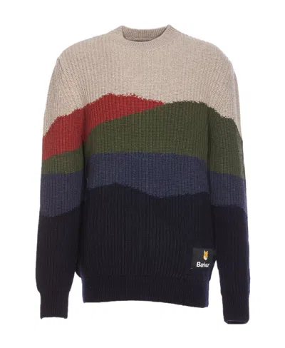 Barbour X Mk Landscape Ribbed-knit Jumper In Black