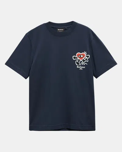 Barbour X Mul Mens Camping Trip Graphic T-shirt In Blue