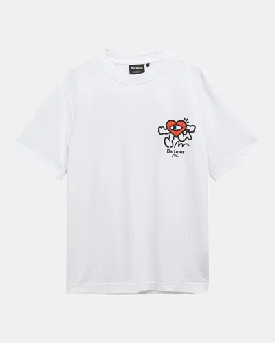 Barbour X Mul Mens Camping Trip Graphic T-shirt In White