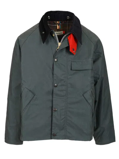 Barbour X Paul Smith Ba X Paul Smith Transp Wax Jkt Aw25 Wax Cot Outw Jackets Light Blue In Green