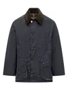 Barbour X Paul Smith Blue Waxed Jacket With Velvet Collar In Blue