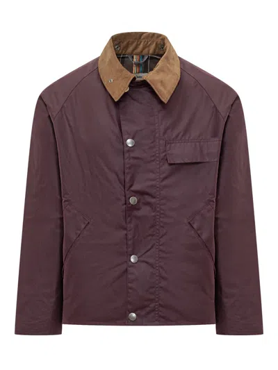 Barbour X Paul Smith Bordeaux Waxed Jacket In Burgundy