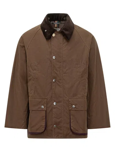Barbour X Paul Smith Brown Waxed Jacket With Velvet Collar