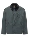 Barbour X Paul Smith Green Waxed Jacket With Velvet Collar In Gray