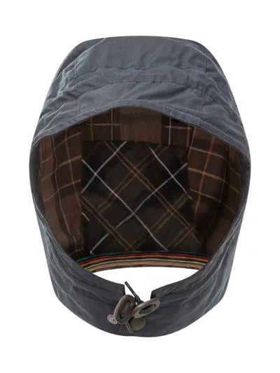 Barbour X Paul Smith Waxed Check Hoodie In Blue