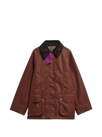 Barbour X Paul Smith Beauford Waxed-cotton Corduroy-collar Coat In Brown