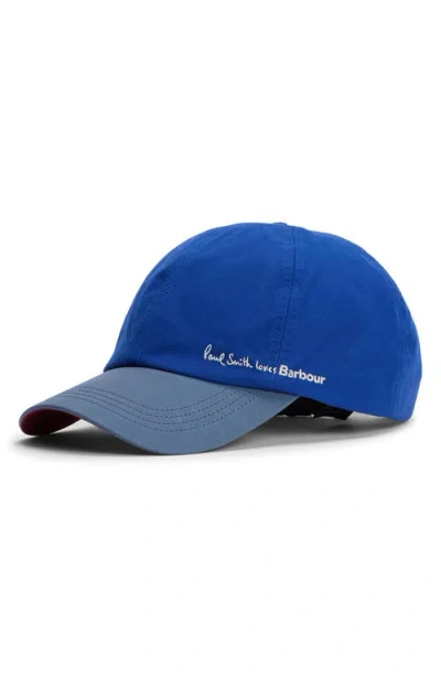 Barbour X Paul Smith Colorblock Adjustable Baseball Cap In Blue