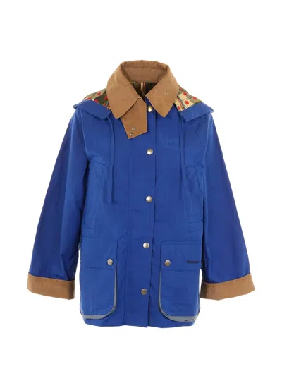 Barbour X Paul Smith Corduroy Hooded Coat In Blue