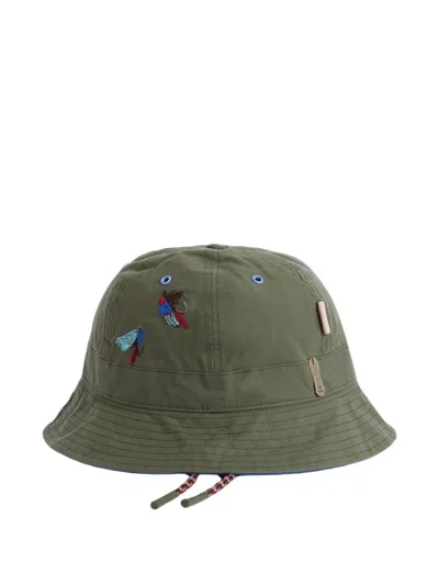 Barbour X Paul Smith Embroidery-detail Bucket Hat In Green