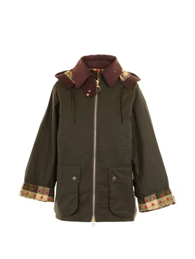 Barbour X Paul Smith Hooded Checked Coat In Green