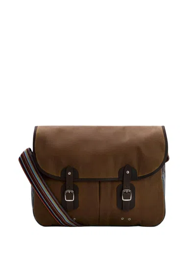 Barbour X Paul Smith Shoulder Wax Bag Tarras In Brown
