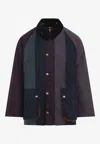 Barbour X Paul Smith Stripe Oversized Waxed Bedale Jacket In Purple