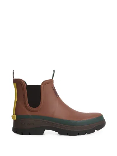 Barbour X Paul Smith Waterproof Rubber Chelsea Boots In Brown