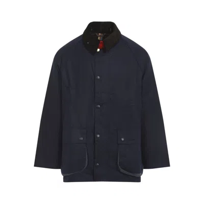 Barbour X Paul Smith Waxed Blue Cotton Jacket In Black